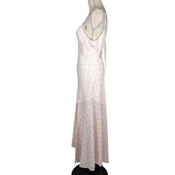 Cotton Candy LA Floral Print Spaghetti Strap Maxi Dress Blush Pink Size L - Picture 3 of 16